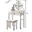 Coiffeuse et chaise en or rose, 3 compartiments de rangement en bois, miroir ovale réglable, plateau de table spacieux pour le maquillage, siège de tabouret rembourré, maquillage en bois avec tabouret, rangement de tiroirs Gleam, lisse-809953165
