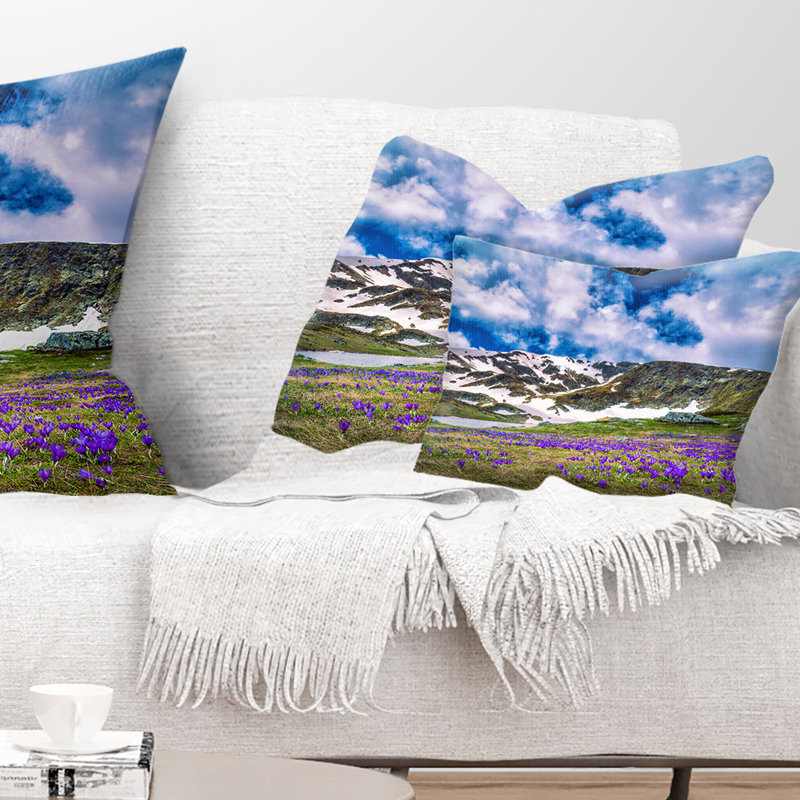 Coussin imprimé crocus floral, 12 po x 20 po, Coussin lombaire