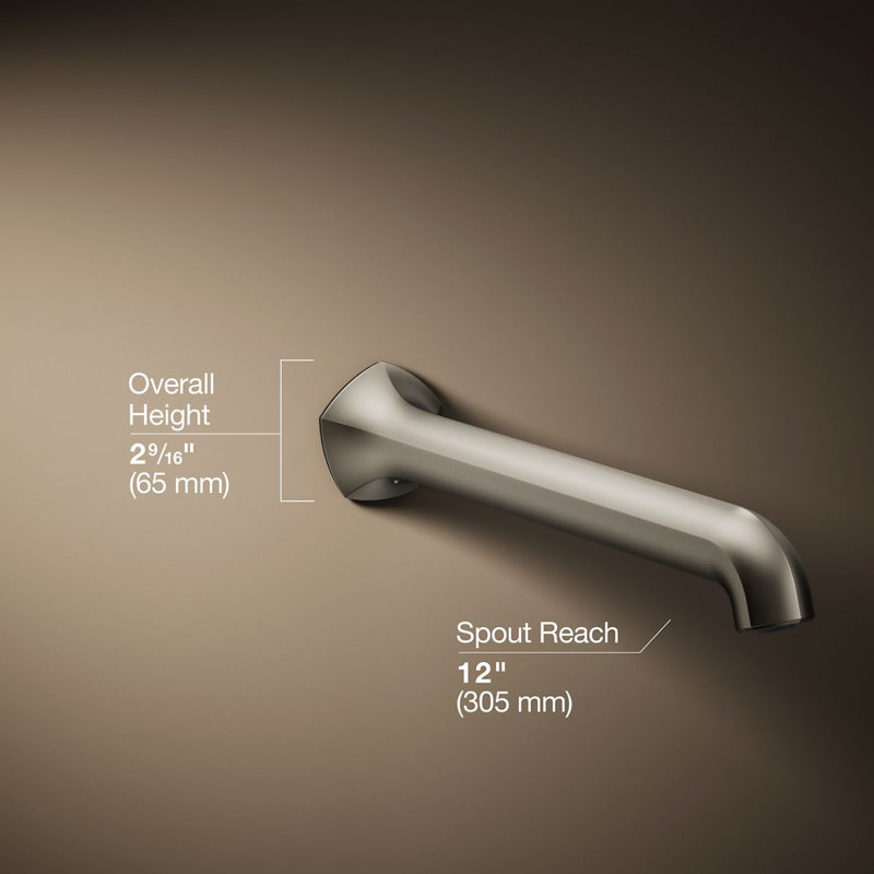Wall-Mount 12 In. Bath Spout With Straight Design, Vibrant Brushed Nickel