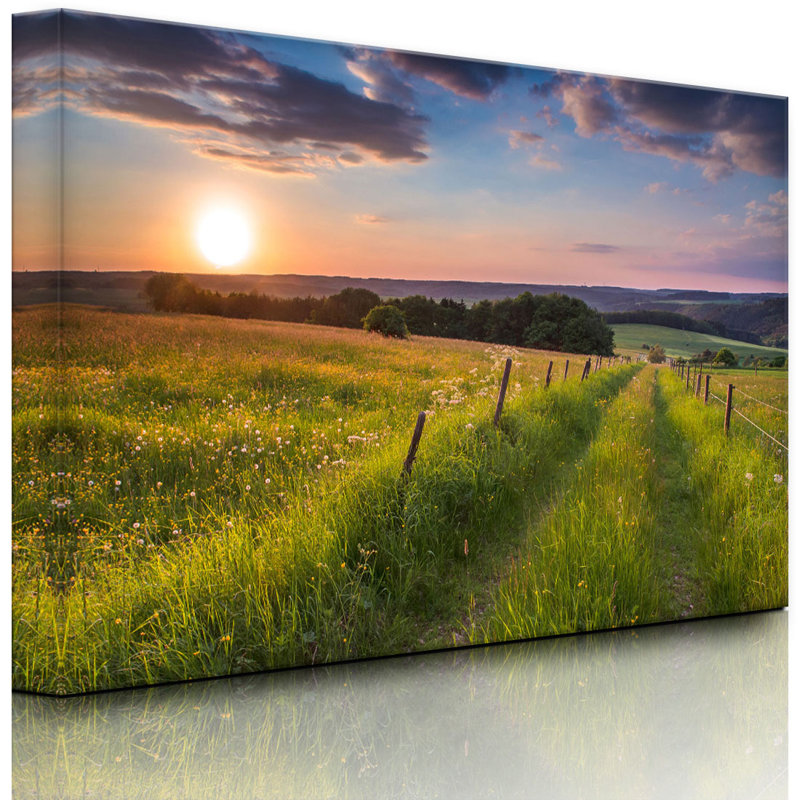 Beautiful Mountain Meadow At Sunrise by No - Wrapped Canvas Print, 40cm H x 60cm W x 4.5cm D, With lighting