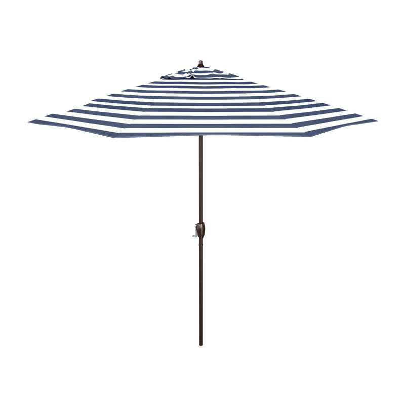 Parasol de marché 9 'Khoury, Rayure Cabana bleu marine / blanche