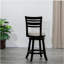 Tabouret de bar 24 po, revêtement couleur latte, siège en tissu beige