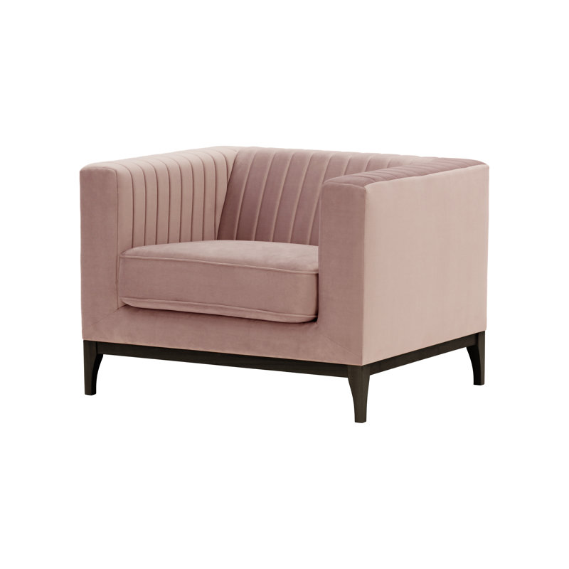 Bullis Velvet Armchair, Pink, Black