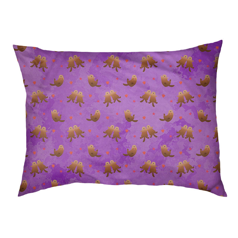 Coussin d'extérieur Campion Sea Otters, Moyen (L 29,5 po x P19,5 po x H 9,5 po), Mauve / Brun