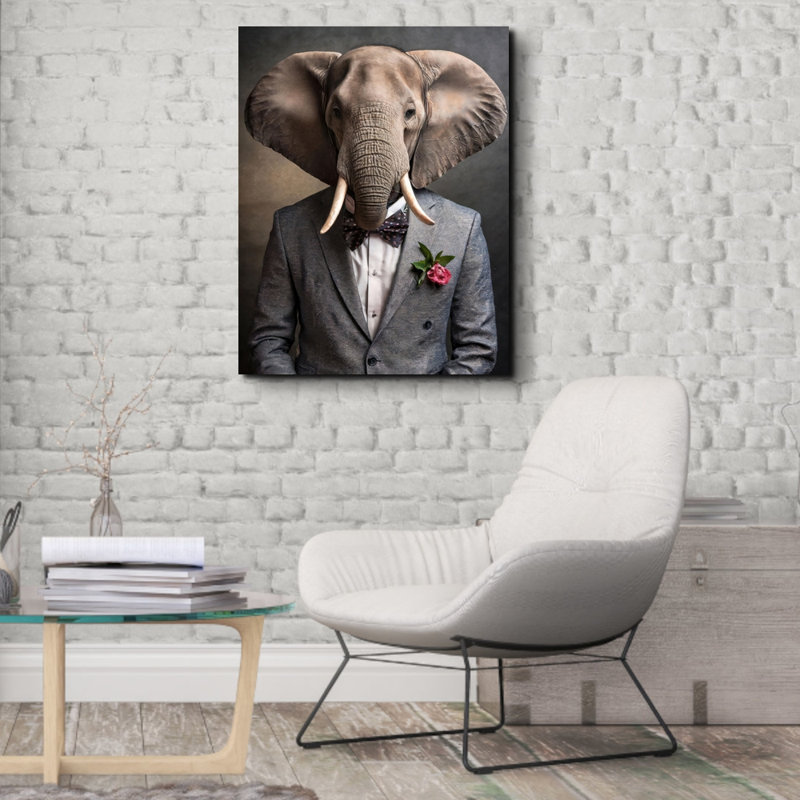 «Éléphant» sur toile, H 32 po x l 26 po