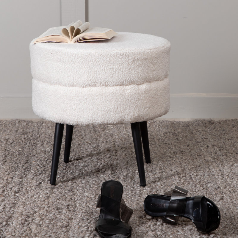 Sprague 40cm Wide Round Ottoman, Off White