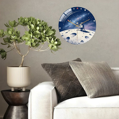 Horloge murale silencieuse en verre trempé de 30 cm, motif « Surface lunaire », sans tic-tac, fonctionne avec des piles AA (non incluses), décoration artistique pour la maison