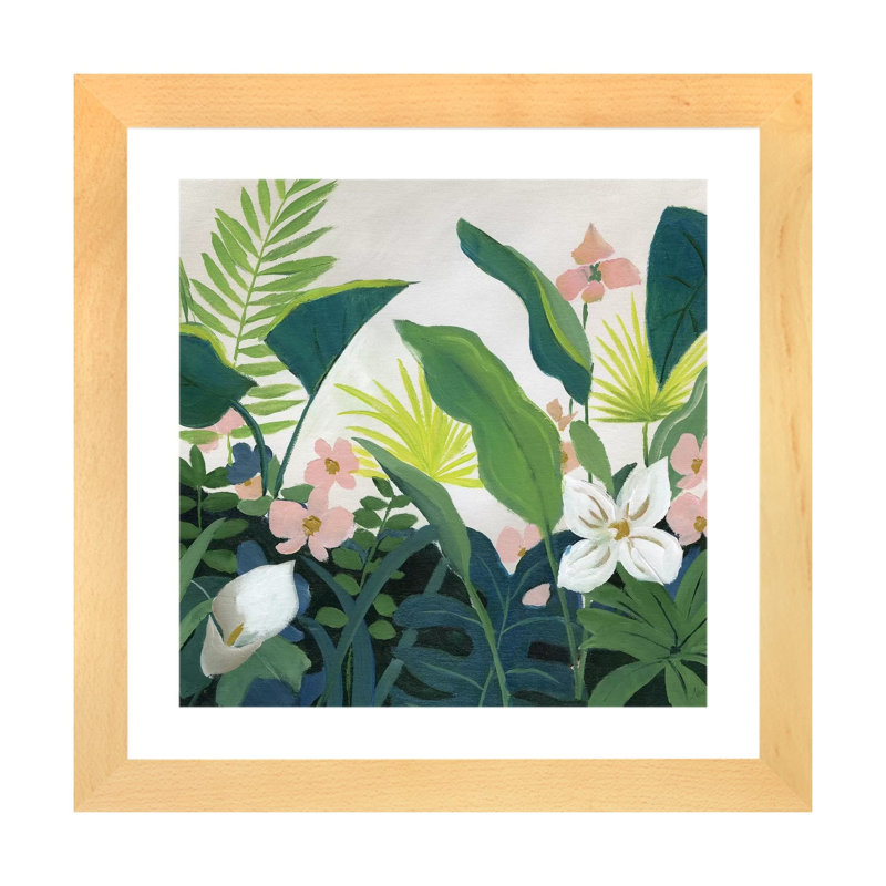 «Tropics» par Nan - reproduction imprimée, H 16 po x l 16 po x P 1 po, Encadré naturel