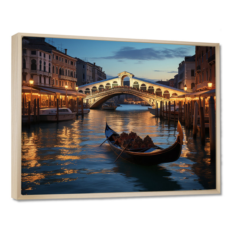 Italie, pont du Rialto Ponte II - Italie, art mural, H 34 po x l 44 po x P 1,5 po, Cadre flottant érable
