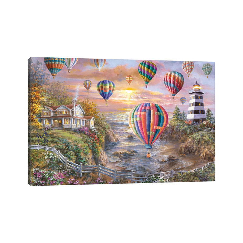 Balloons Over Cottage Cove by Nicky Boehme - No Frame Gallery-Wrapped Canvas Giclée on Canvas, 45.72cm H x 66.04cm W