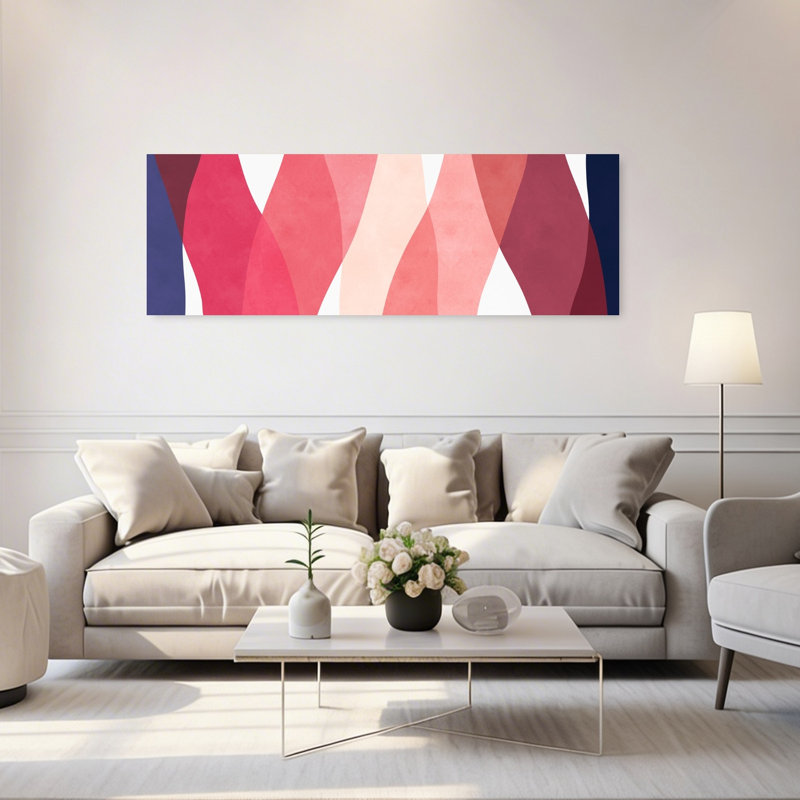 Art mural contemporain abstrait abstrait rose, H 60 po x l 20 po