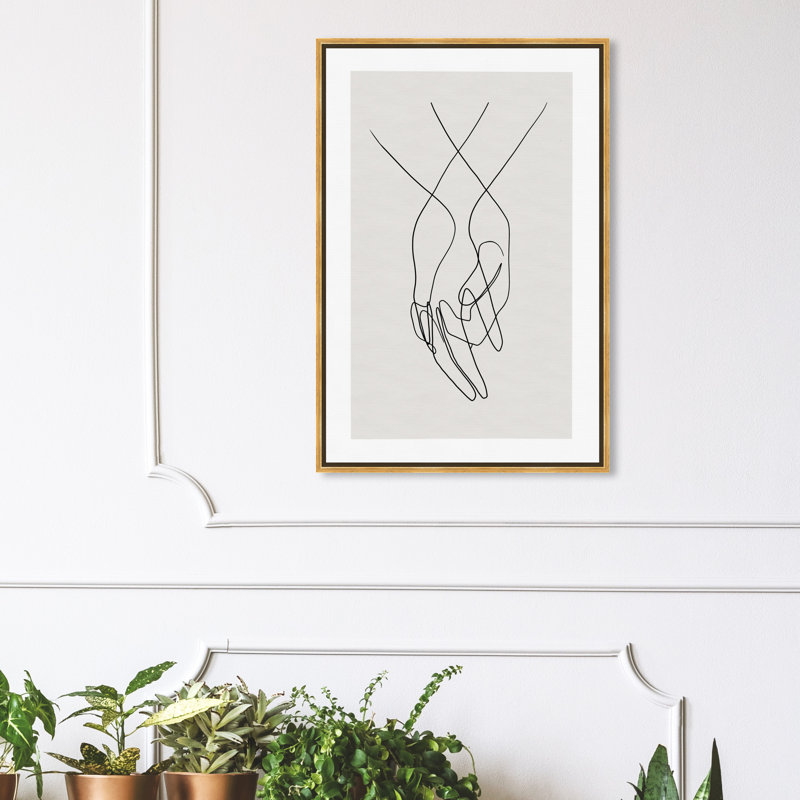" Hands ", Picture Framed Canvas, 36" H x 24" W, Gold