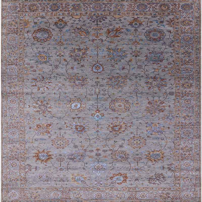 Tapis oriental brun clair Anania, Carré 8 pi