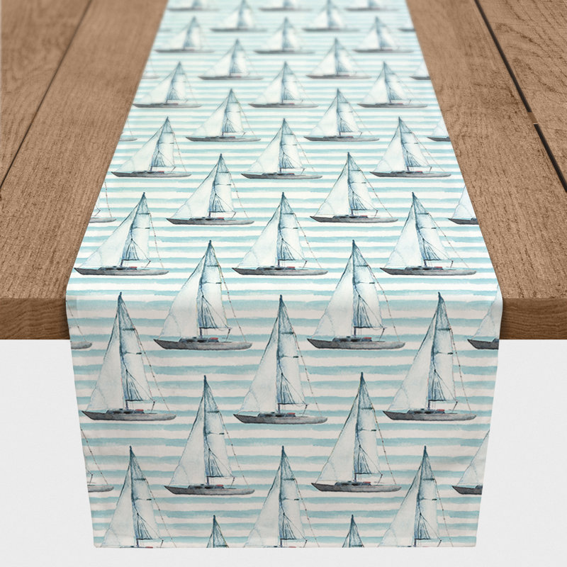 Linge de table Aishah, L 72 po x P 16 po, Bleu sarcelle, Géométrique