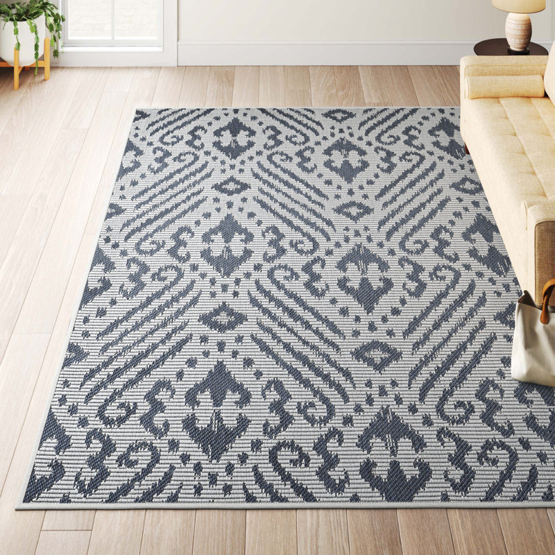 Washable Ikat Indoor / Outdoor Rug, Rectangle 9'10" x 12'10"