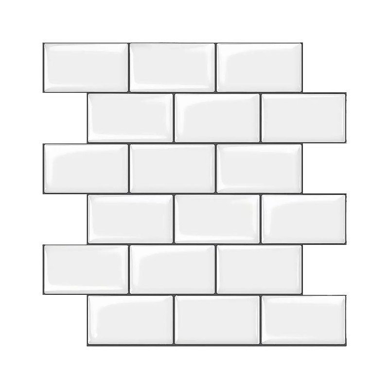 Carrelage mural auto-adhésif l 11,8 po x L 10 po Standard Products, Blanc / noir