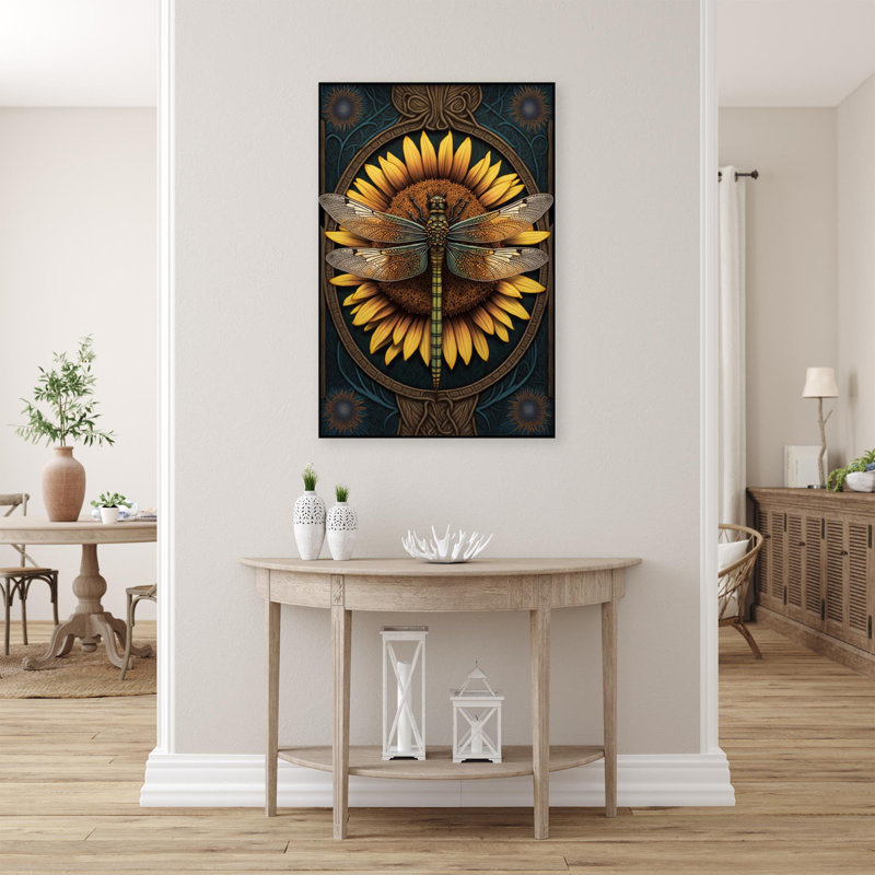 «Sunflowers and Dragonfly», impression sur toile tendue, H 20 po x L 16 po x l 1,25 po