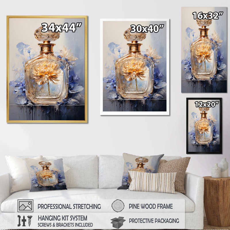 Impression sur toile, "Parfum floral parfumé I" sur toile, Toile tendue, H 32 po x l 24 po x P 1 po