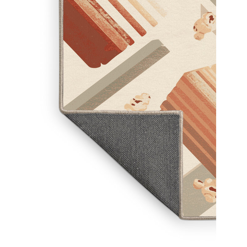Tapis rayé beige moelleux à motif de popcorn doux et moelleux, 3 x 5