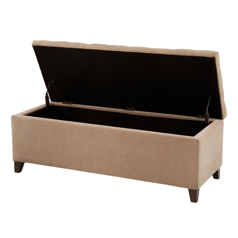 Banc de rangement capitonné à fermeture douce, Sable, Espresso