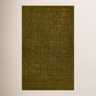 Meile Green Hand-Loomed Geometric Wool Rug