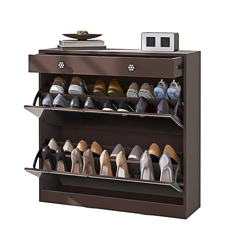 Armoire à chaussures avec 2 tiroirs à miroir