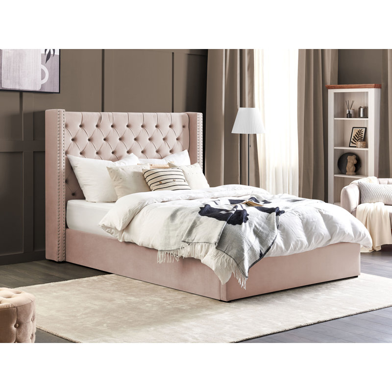 Shala Upholstered Ottoman Storage Bed, Pink, Kingsize (5')