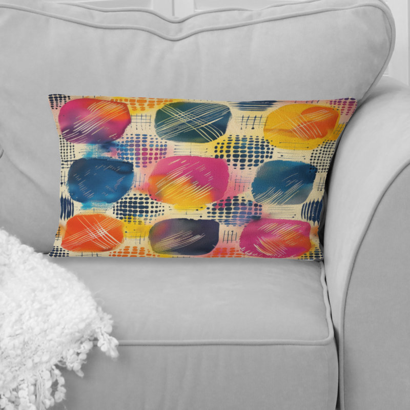 Coussin lombaire géométrique rouge et bleu IV