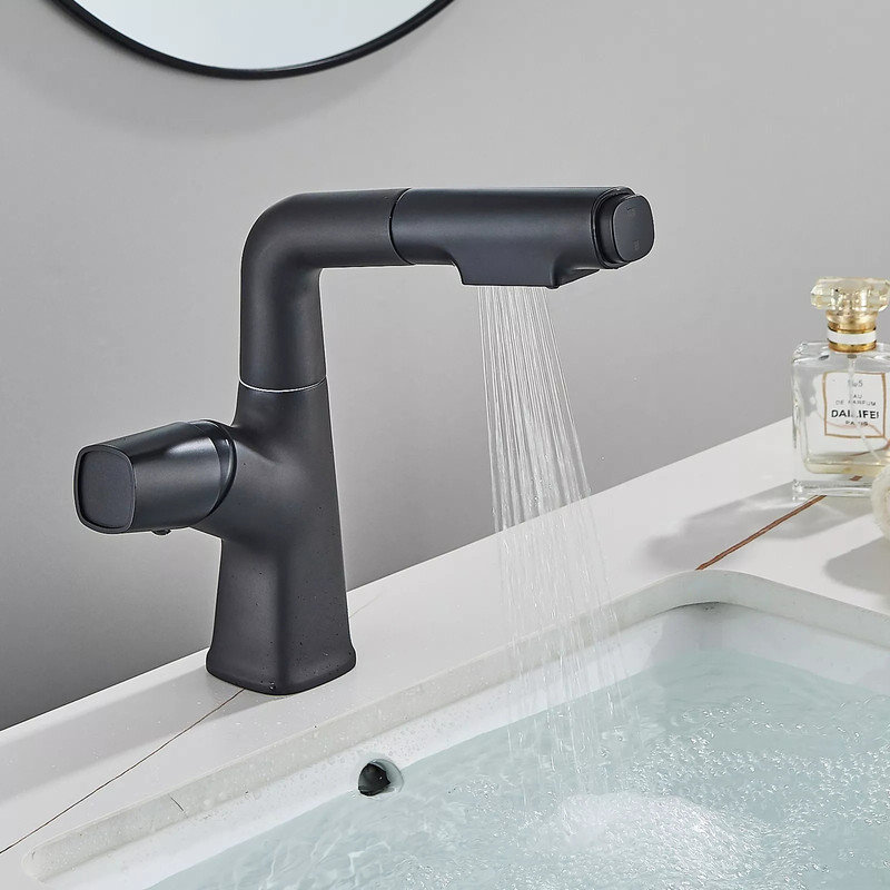 Robinet de lavabo de salle de bain noir