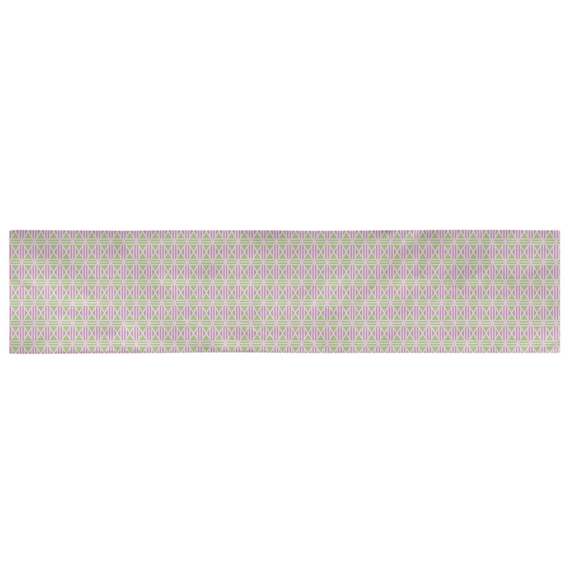 Avicia Lined Diamonds Table Runner, 73.5" x 17.5", Poly, Pink Pastel