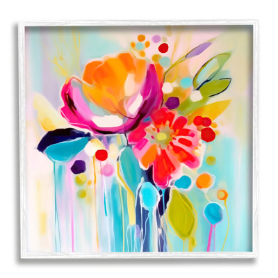 «Drip Florals», impression encadrée sur bois par Andrea Haase