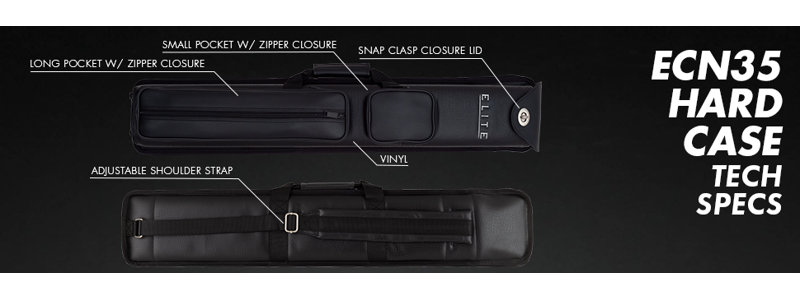 Elite 3 Butts and 5 Shafts Vinyl Pool Cue Case, Black, 31