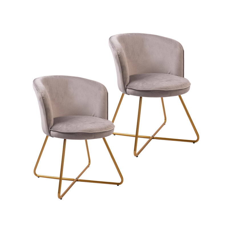 18.91'' H Velvet Upholstered Armchair, Gray, 1