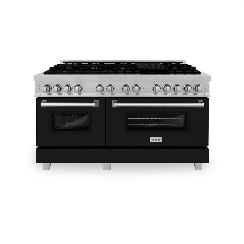 ZLINE 60" Legacy Dual Fuel Range, Satin Stainless Steel and Black Matte