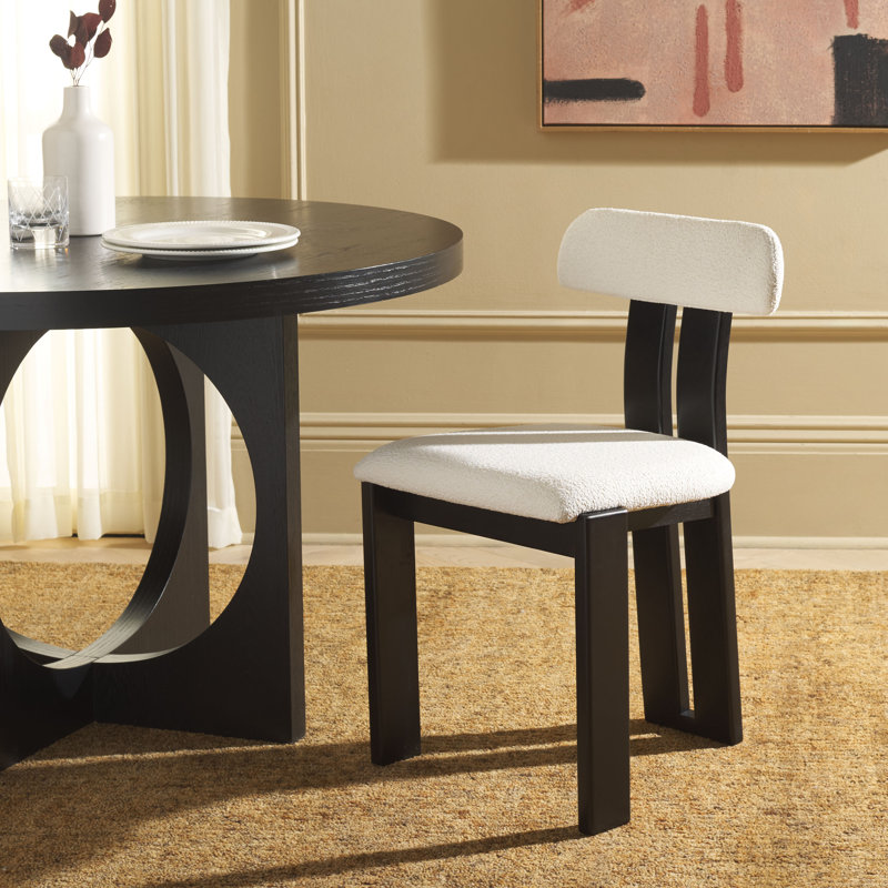 Cayde Boucle Dining Chair, Cream, Black