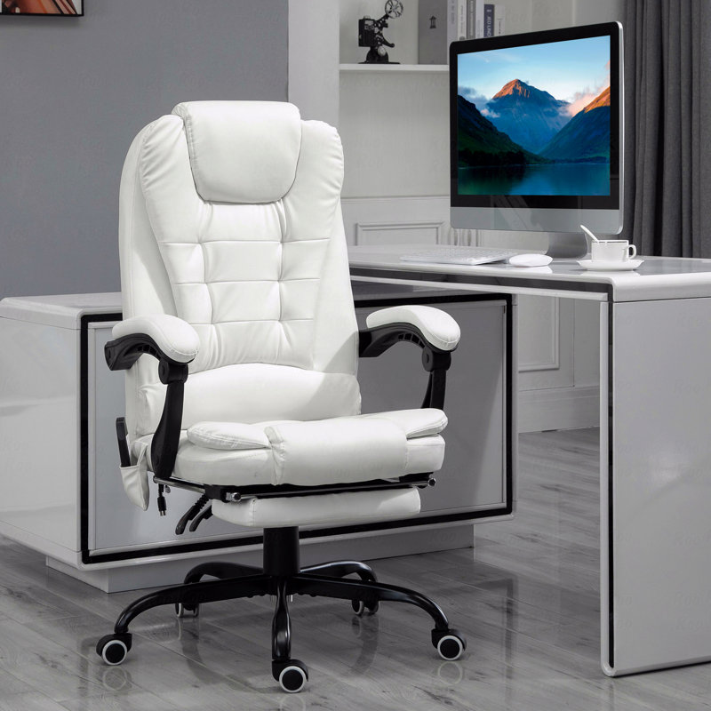 7-Point Vibrating With Massage Function Office Chair, High Back, White