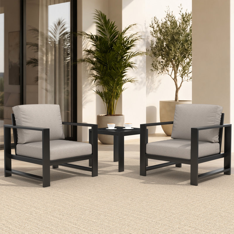 Dulcie 2-Person Seating Set with Sunbrella® Cushions, Cast Silver Sunbrella®