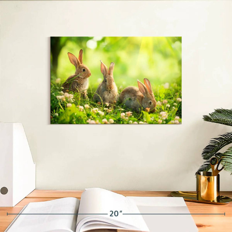 Rabbits By The Meadow, 8" H x 12" W