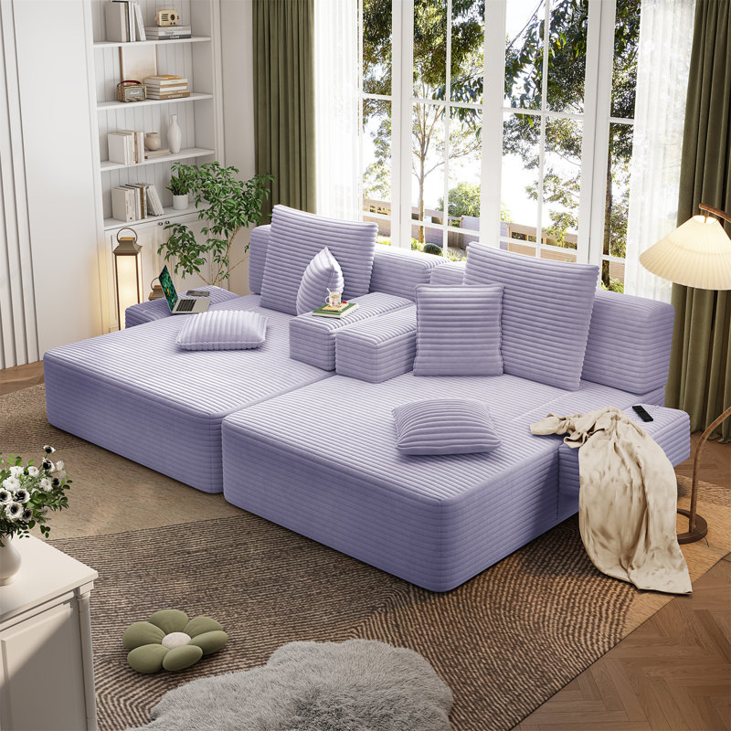 Ensemble de chaise longue surdimensionnée 2 pièces, Tissu mauve