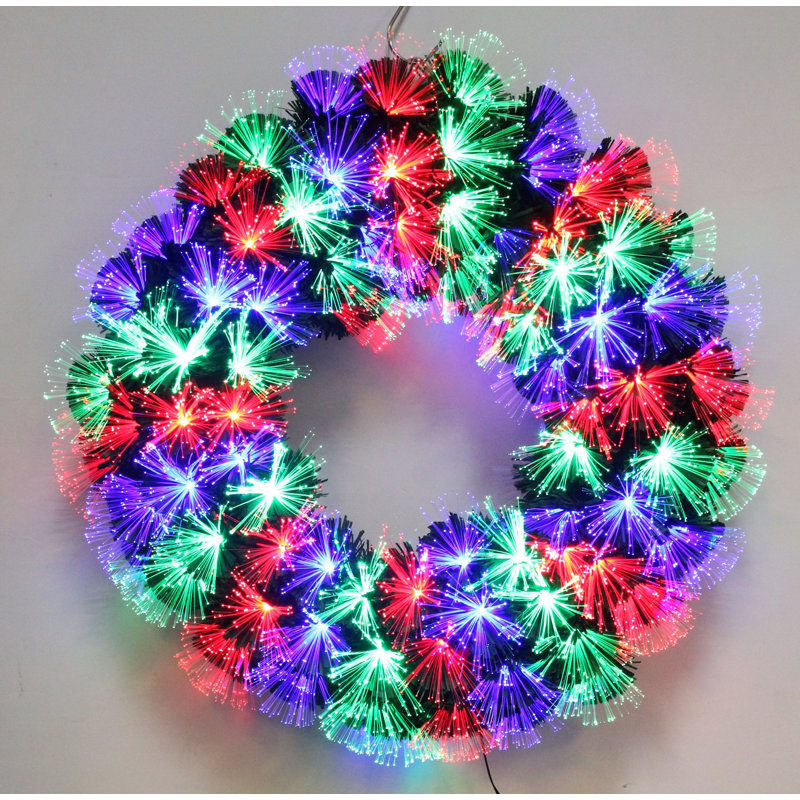Couronne lumineuse de Noël à fibre optique Fortrune Wheel, H 16 po x l 16 po