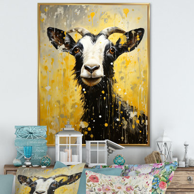 Portrait de chèvre jaune Popart I sur toile