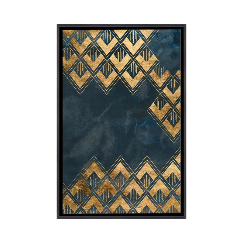 Reproduction d’art sur fond bleu III par June Erica, H 40 po x l 26 po x P 1,5 po, Toile avec cadre noir patiné
