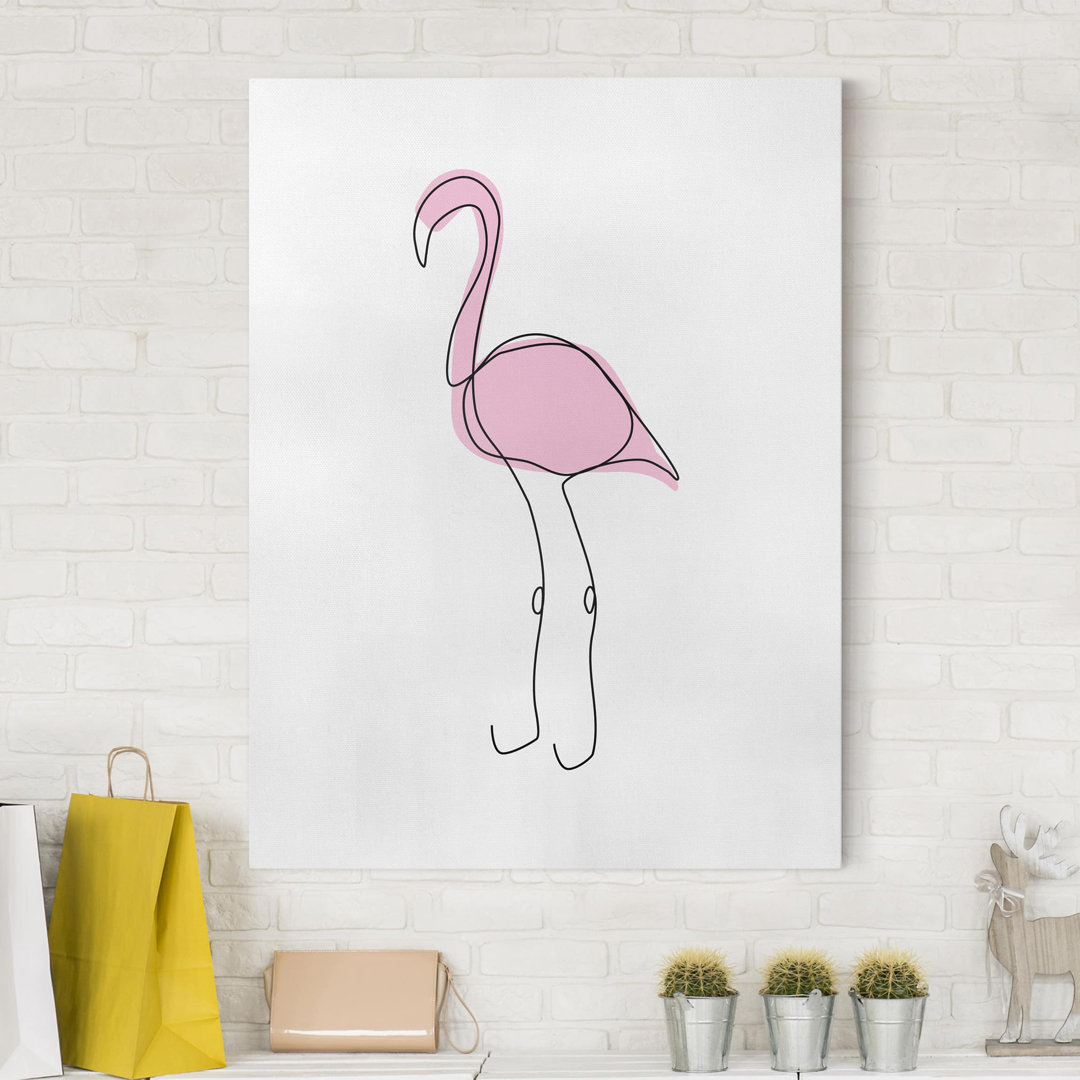 Leinwandbild Flamingo in Line Art