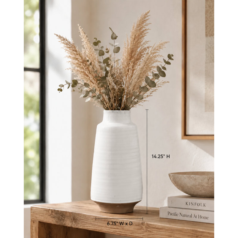 Vase de table ronde en céramique, H 14,25 po x l 6,75 po x P 6,75 po