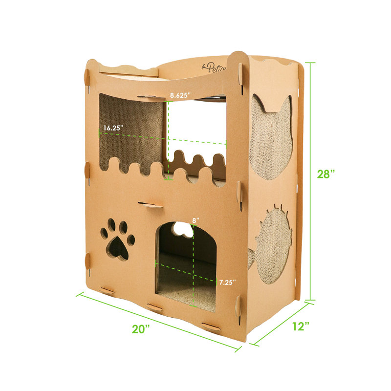 Eco-Friendly Brown Cardboard Multi-Level Cat House