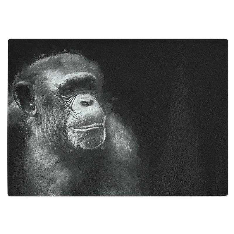 Tempered Glass Ape Chopping Board, 39 cm W x 28.5 cm L