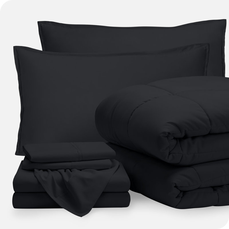 Modern & Contemporary Comforter, Black/Black, Full XL Comforter + Pillowcases