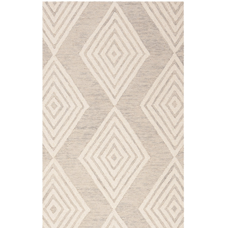 Debron Hand Tufted Wool Geometric Rug, Rectangle 8' x 10'