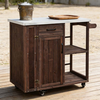 Chariot de cuisine verrouillable pour l'extérieur avec îlot de cuisine