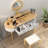 Vanity Table Set with LED Lighted Mirror, 3 Adjustable Lighting Dressing with Touch Switch, 4 Drawers, Cushioned Stool-798216132